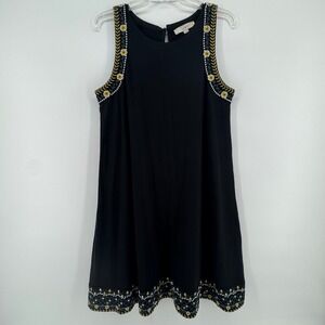 LOFT Black Embroidered Sleeveless Knee Length Dress Women's Medium NWT